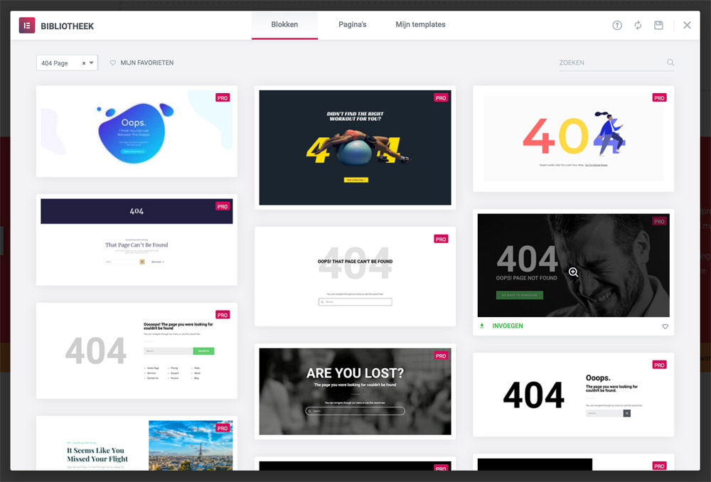 404 templates van Elementor