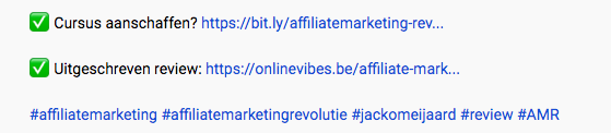 Hashtags Youtube beschrijving.