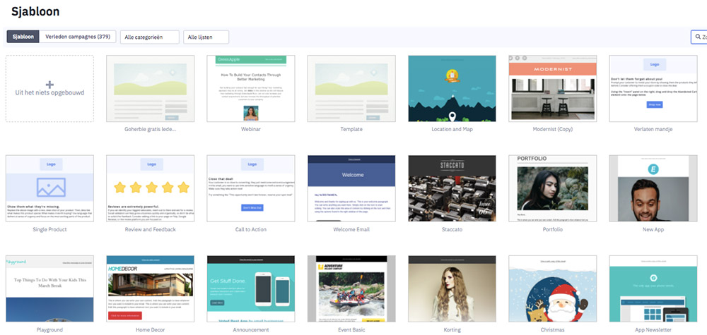Sjablonen, templates in ActiveCampaign