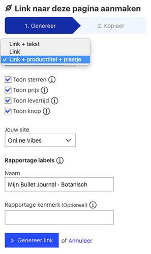 Affiliate link aanmaken bol.com