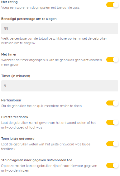 Huddle quiz instellen