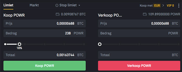 Binance handelen met limietorder of marktorder