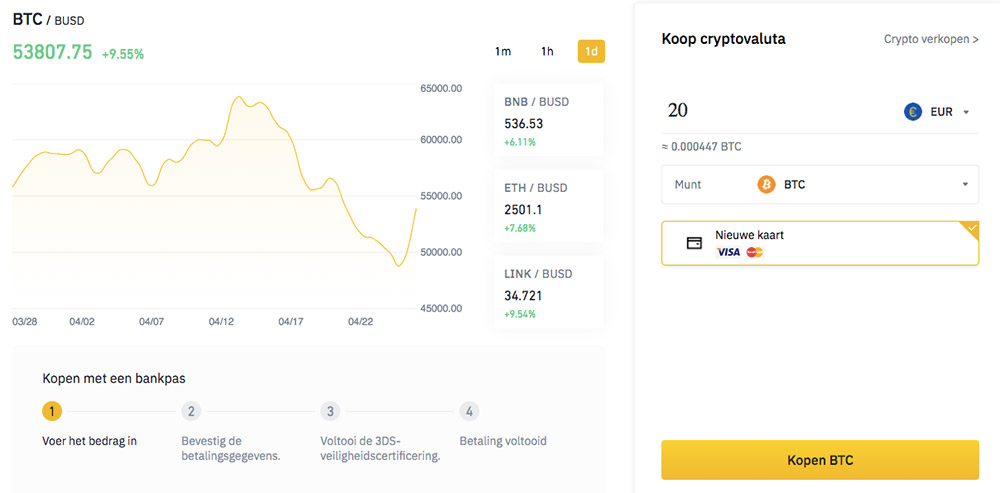 Crypto kopen bij Binance