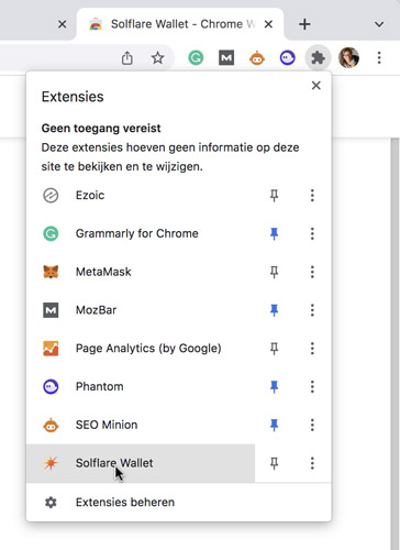 Solflare wallet extensie browser