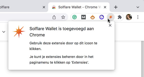 Chrome extensie Solflare gebruiken