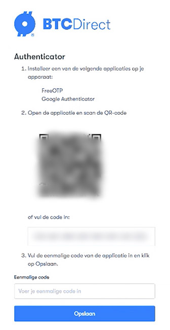 Google Authenticator 2fa instellen bij BTC Direct