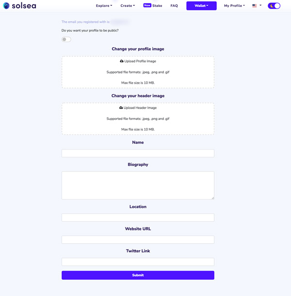 Profiel aanmaken solsea