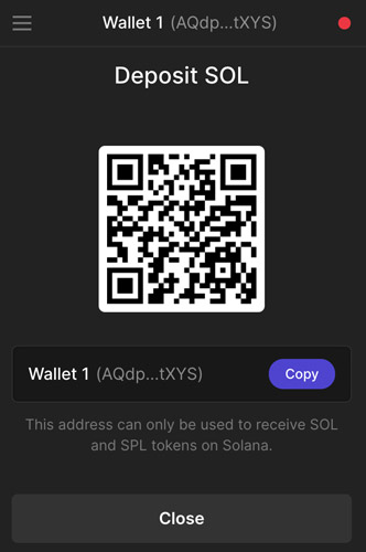 SOL ontvangen via QR-code