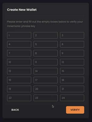 Solflare wallet installeren - seed verifiëren 