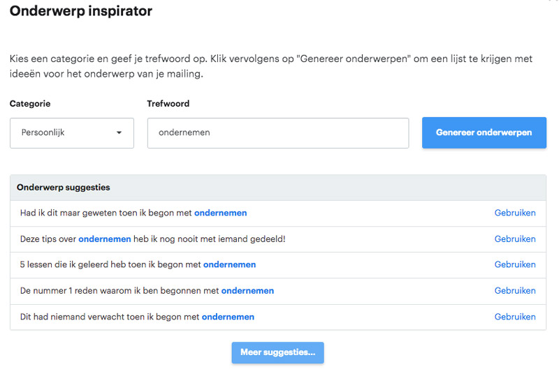 Onderwerp inspirator